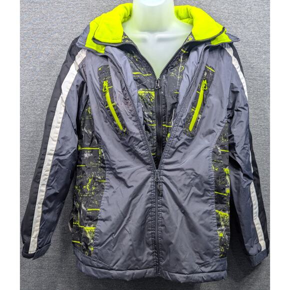 WEATHERPROOF Womens Snow Jacket - Gray/Green, Hood, Double Zip, Large (12/14) - Picture 1 of 6